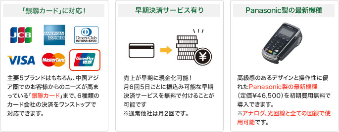 今「銀聯カード」に対応！／早期決済サービス有り／Panasonic製の最新機種