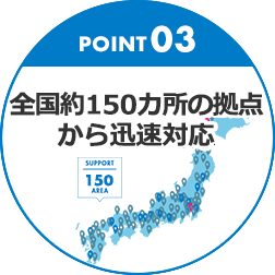 POINT03 全国約150箇所の拠点から迅速対応