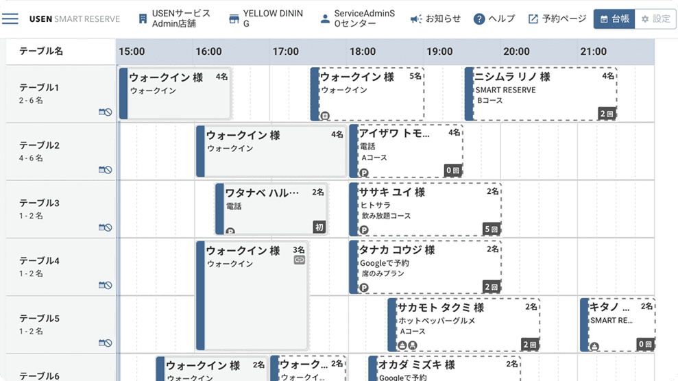タイムテーブル表　画像
