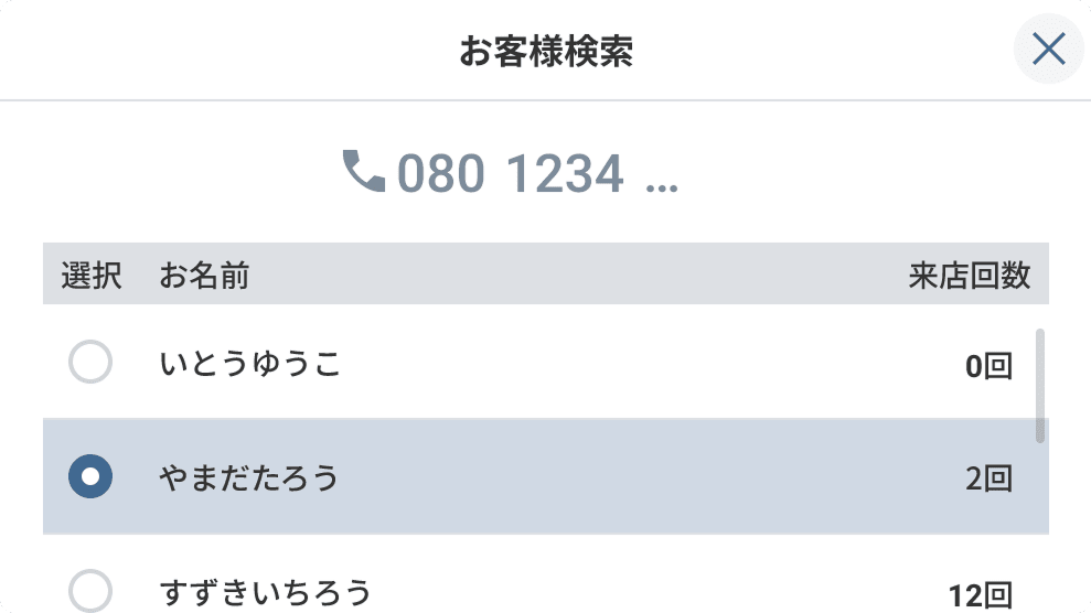 来店回数表示　画像
